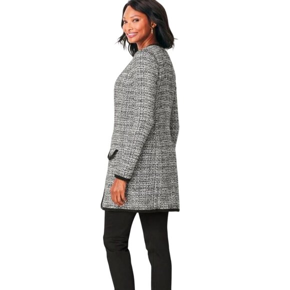 Talbots NWT Textured Tweed Sweater Jacket Black White Size 1Xp - Picture 4 of 11